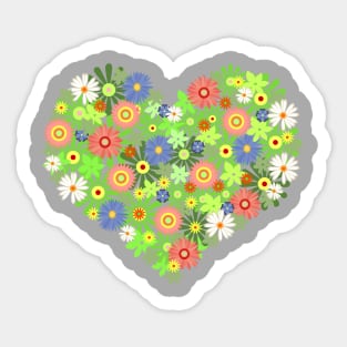 Heart Flowers Sticker